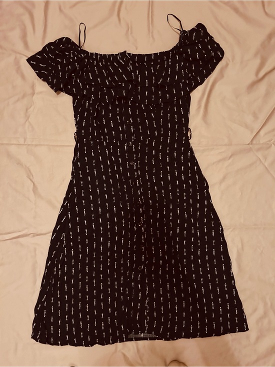 Lost + Wander Dresses & Skirts - Lost + Wonder Black Off-Shoulder Button-Front Summer Dress Size Medium